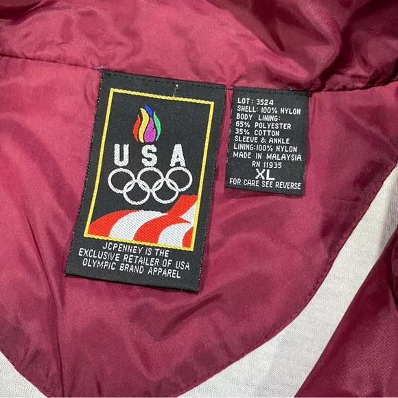 VTG JC PENNY EXCLUSIVE USA OLYMPIC WIND BREAKER LONG SLEEVE Burg/Blue/Yellow XL - Picture 5 of 7